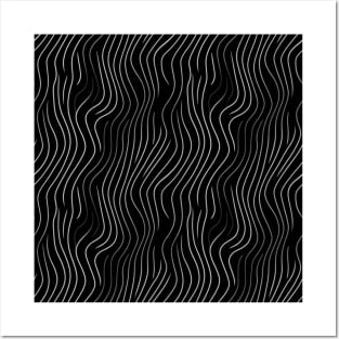 Monochrome Elegance: White Abstract Lines on Black Posters and Art